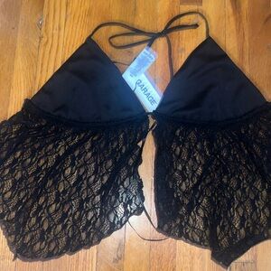 Open-back, black lace halter top from Garage!